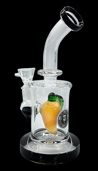 Close-up of the Glass Mango Percolator Bong showcasing intricate glass detailing.
