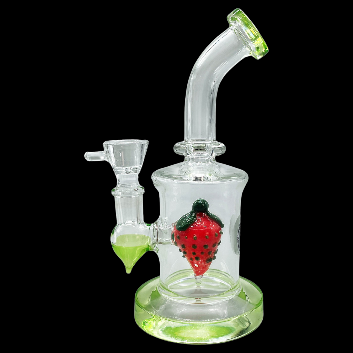 Glass Strawberry Percolator Bong showcasing its unique strawberry-shaped design.
