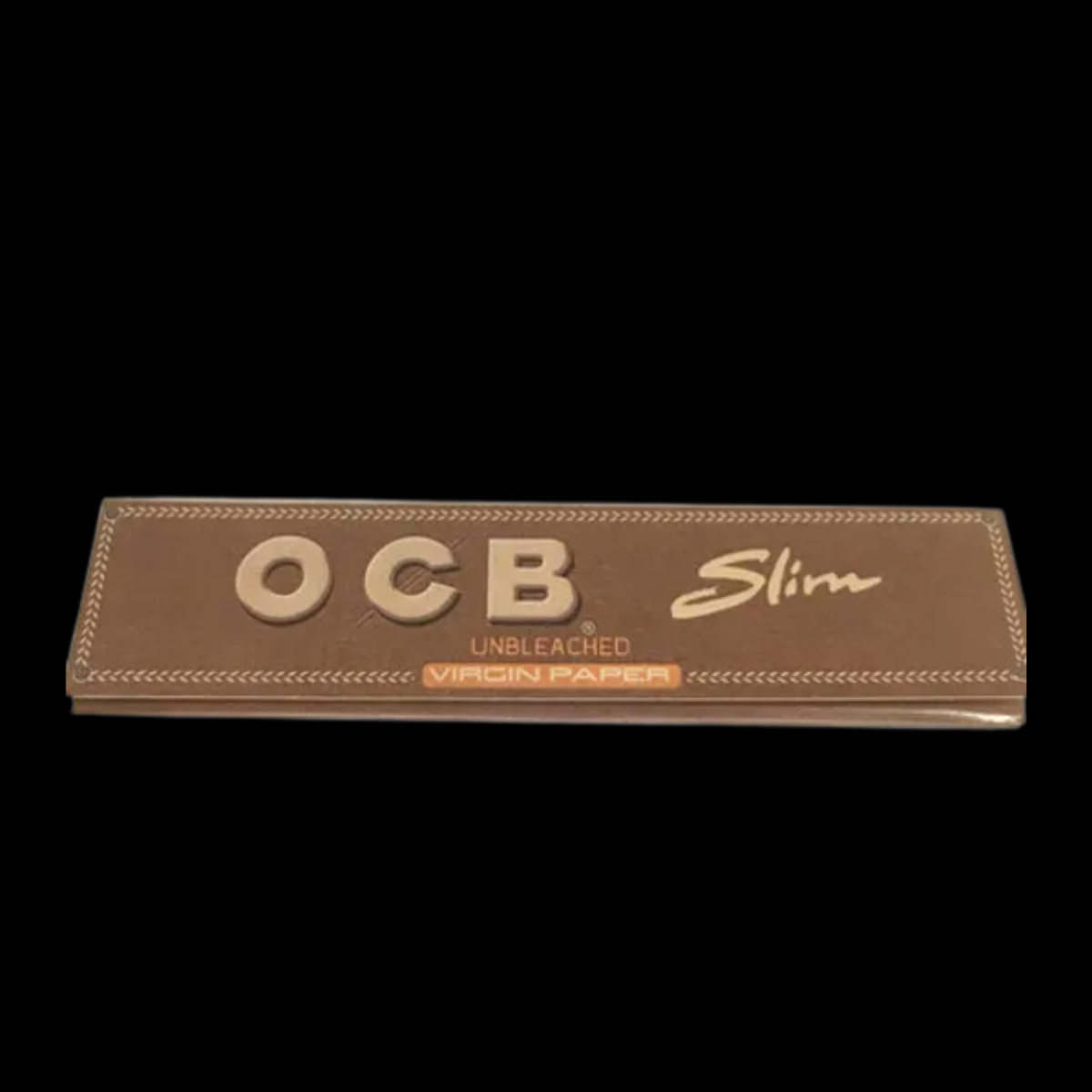 Close-up of OCB Unbleached rolling papers highlighting ultra-thin and natural texture.
